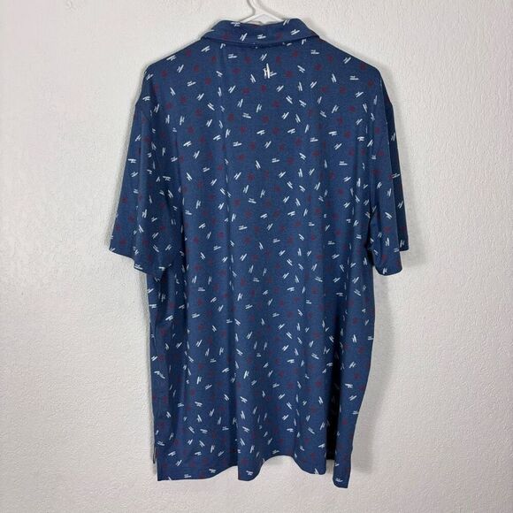 Johnnie-O Blue with White Print Surfer & Red American Flag Golf Polo Men's XXL - Picture 2 of 7